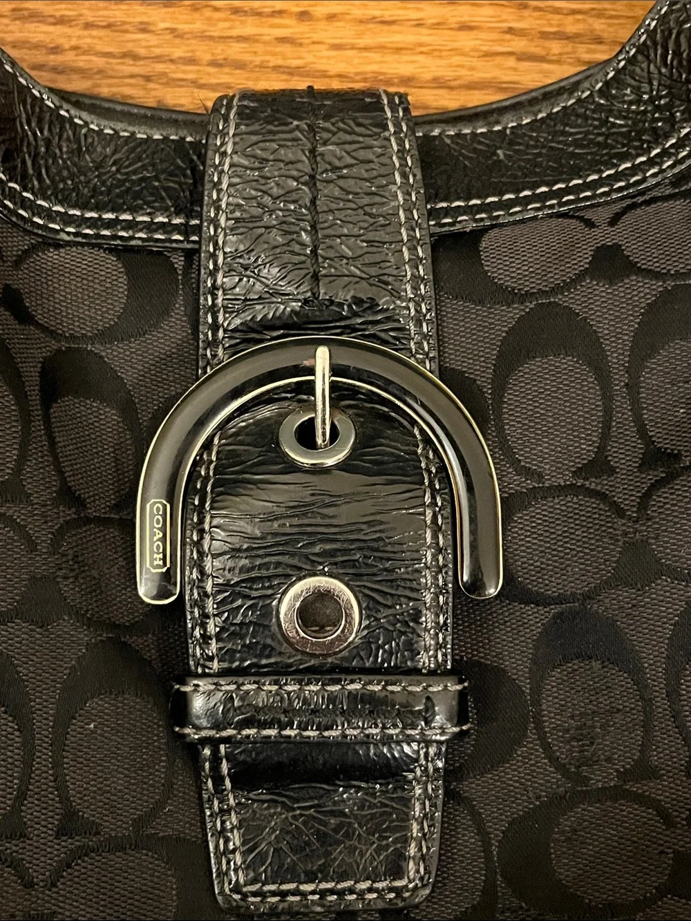 Coach Large Vintage F17403 Lynn Soho Black Signature C Canvas Bag - well loved!